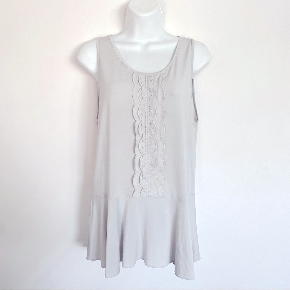 NWT Banana Republic Dove Gray Ruffled Sleeveless Tank Top